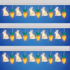 Collections Etc Easter Bunny and Carrot Outdoor String Lights