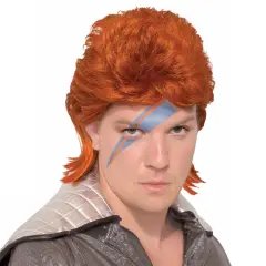 Orange David Bowie Rock Star Adult Costume Wig