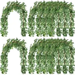 135ft Artificial Faux Greenery Garland Willow Leaves Vines Hanging Willow Vines Leaf Garland for Indoor/Outdoor Wedding Party Decor Wedding Table Centerpieces (Green,36 Pack)