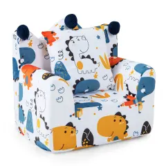 Kids Sofa Chair, Ergonomic Velvet Armchair with Pillow Blue
