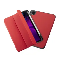 Insten - Soft TPU Tablet Case For iPad Pro 11 inch 2020, Multifold Stand, Magnetic Cover Auto Sleep/Wake, Pencil Charging, Light Red