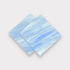 White Superior Blue Prisma COE 96 Fusible Glass Sheets / Mosaic Squares - 2 Pack