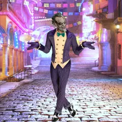 Men Arkham City Joker Costume with Mask Gloves and Jacket Set