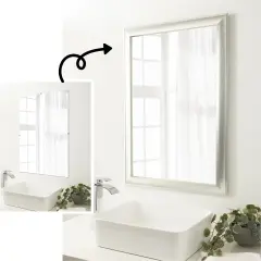 Amanti Art Mirror Makeover Bathroom Mirror Frame Border Kit -Fully Assembled Peel and Stick Frame - Mirror NOT Included - Flair Trim Flair Nickel
