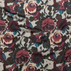 1 Yard Moonstruck Multi Color Birds and Floral Blended Silk Georgette Fabric 54 Inch Width
