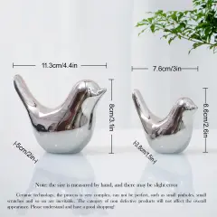 2 Pieces Small Birds Statues Home Decor Modern Style Birds Decorative Ornaments for Living Room, Bedroom, Office Desktop, Cabinets ( Silver Birds)