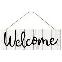 15" Wooden Sign: Rustic Welcome Fence