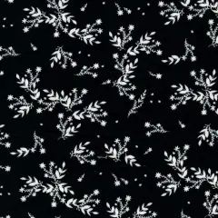 Brushed DTY Knit Fabric with Leaf Pattern Soft Stretch Material 58/60" Wide BLACK