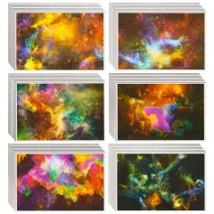 48 Pack Space Blank Cards and Envelopes, Cosmic Galaxy All Occasion Greeting Cards for Thank You, Birthday, New Year (4x6 In) Multicolor
