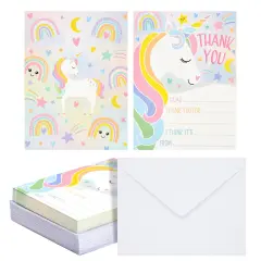 36 Pack Unicorn Fill In the Blank Thank You Cards with Envelopes, Kids Greeting Cards (5.5 x 4.2 Inches) Multicolor