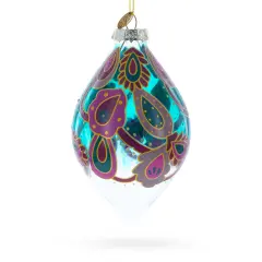 Teardrop Paisley Finial Glass Christmas Ornament