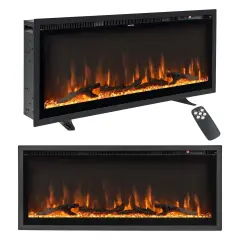 Costway 50'' Electric Fireplace Recessed Wall Mounted Freestanding with Remote Control