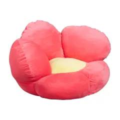 Flower Cozy Cushion, Floor Pillow Bright Pink