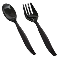 Black Disposable Plastic Serving Flatware Set (150 Pairs)