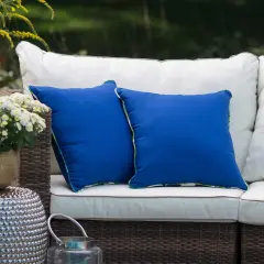 Outdoor 17 x 17 in. Square Throw Pillow (2-Pack) Cobalt
