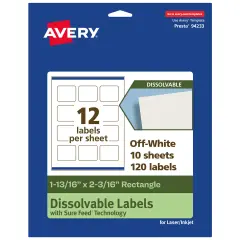 Avery Dissolvable Labels, 1-13/16" x 2-3/16" Rectangle