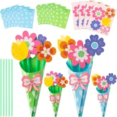Flower Bouquet Craft Kit - 24Pcs Mother's Day Flower Bouquet Craft in Two Colors for Kids