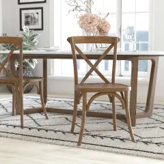 Emma and Oliver 2-pack X-Back Chair Dark Natural