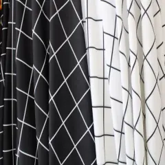 1 Yard Black and White Geometric Grid Stretch Fabric for Modern Swimwear Dance Costumes and Activewear 58/60" Width