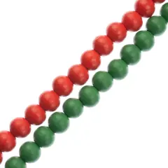 Crystal Lane DIY 7" Designer Holiday Red & Green Glass Bead Mix Strand Wood / Red & Green