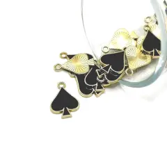 1, 4, 20 or 50 Pieces: Black Playing Card Spade Charms