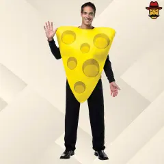 Cheese Wedge Adult Costume Halloween Funny Yellow Poly-Foam Tunic Food Party Outfit