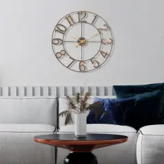 Sorbus Large Wall Clock - 24-inch Decorative Numeral Wall Clock - Battery Operated Analog - Living Room and Kitchen D&eacute;cor Bronze