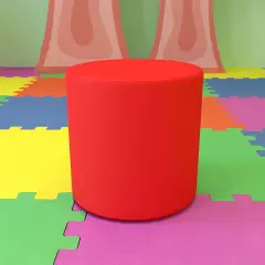 Emma and Oliver 18"H Soft Seating Flexible Circle Backless Chair for Classrooms and Common Spaces Red