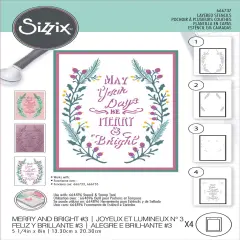 Sizzix A6 Layered Stencils 4/Pkg by Jen Long-Merry & Bright #3