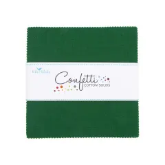 Confetti Cotton 5" Square Pack (Charm Pack / 5" Stacker) in Christmas Green byfor Riley Blake (5-120-CHRISTMAS-42)