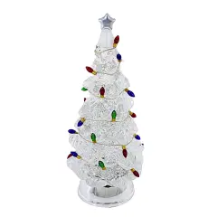 Roman 12.25 In Lighted Swirl Tree With Light Strand Christmas Figurine , Lighted Christmas Decor Clear
