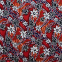 1 Yard Tiare Sea Turtles Polynesian Tribal Design Rayon Fabric 36in L x 45in W Orange