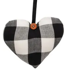 Buffalo Check Pattern Heart Ornament White
