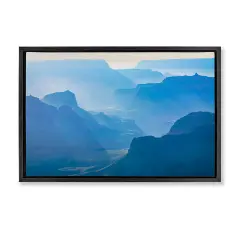 Stupell Industries Blue Sunlit Peaks Framed Floater Canvas Wall Art Design by Marty Hulsebos