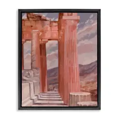 Stupell Industries Greek Architecture View Framed Floater Canvas Wall Art Design by Daphne Polselli