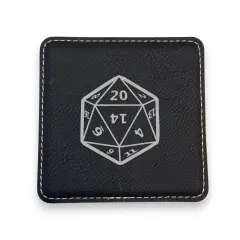 Coaster - D20 - SET OF 2 - Leather or Stitched Cork Black/Silver