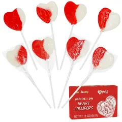 4E's Novelty 38 Pack Heart Shaped Lollipops &ndash; Strawberry N Cream Flavored, Individually Wrapped Valentine's Day Candy, Valentine Candy Hearts for Kids