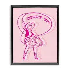 Stupell Industries Giddy Up Rodeo Girl Framed Floater Canvas Wall Art Design by Daphne Polselli