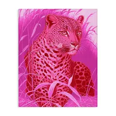 Stupell Industries Cheetah Among Pink Leaves Canvas Wall Art Design by Daphne Polselli
