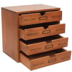 Desktop Jewelry Organizer Vintage Wooden Storage Box with 4 Layers Drawers Case