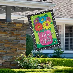 Northlight Bless this Home Bouquet with Vase Outdoor House Flag 28" x 40" Green