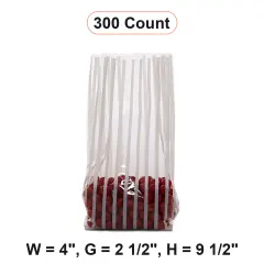 4''x2 1/2"x9 1/2" Striped Cello Bags for Gift Wrapping