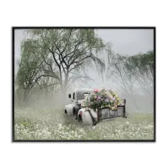 Stupell Industries Overgrown Floral Truck Framed Giclee Wall Art Design by Lori Deiter