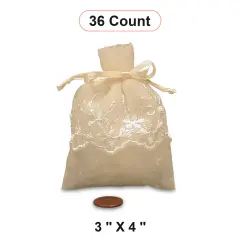 Small Embroidered Skirt Organza Bag 3'' x 4'' for Favors