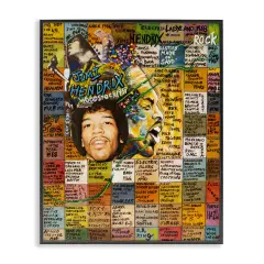 Stupell Industries Jimi Hendrix Collage Framed Giclee Wall Art Design by Sabin