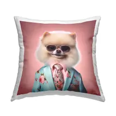 Fluffy Trendy Dog Design by RB Throw Pillow 