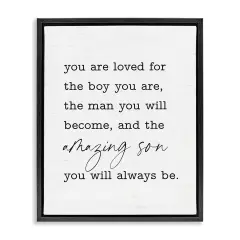 Stupell Industries Amazing Son Sentiment Framed Floater Canvas Wall Art Design by Lettered and Lined
