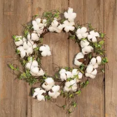 Cotton & Willow Leaves Wreath, 22"