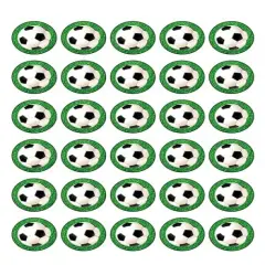 30 x Soccer Ball in Grass Themed Edible Cupcake Toppers | Uncut on Wafer Sheet- Qty 30-1.5&rdquo; each