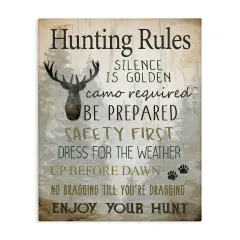 Stupell Industries Rustic Hunting Rules Canvas Wall Art Design by Kim Allen
